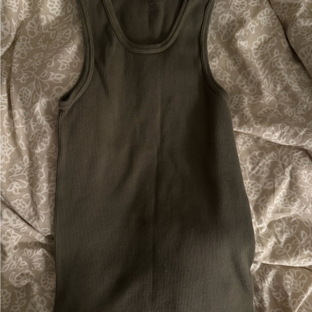 Brandy Melville Khaki Ribbed Tank Top